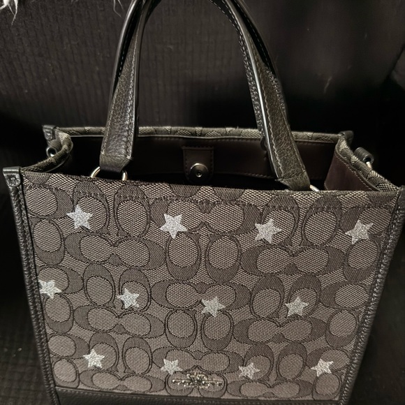 Coach Black Small Tote Bag with Silver Star Design - Picture 2 of 7